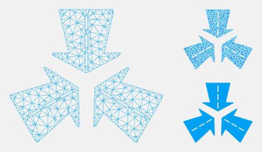 Birleştirme Yönleri Vektör Örgü 2d Model ve Üçgen Mozaik Simgesi