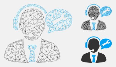 Hizmet Yöneticisi Ileti vektör Mesh tel çerçeve modeli ve üçgen mozaik simge