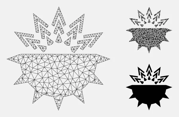 Virenstruktur-Vektor-Netz-Modell und Dreieck-Mosaik-Symbol — Stockvektor
