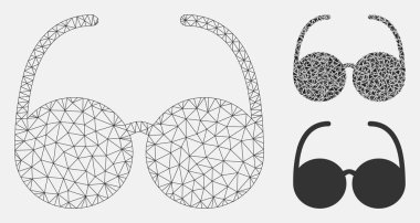 Gözlükler vektör mesh ağ modeli ve üçgen mozaik simge