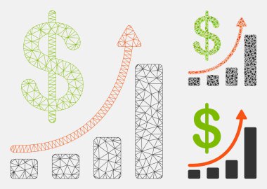 Satış grafik vektör Mesh tel çerçeve modeli ve üçgen mozaik simge