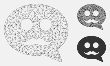 Erkek Smiley mesaj vektör Mesh 2D model ve üçgen mozaik simge