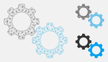 Mekanik dişli vektör Mesh 2D model ve üçgen mozaik simge