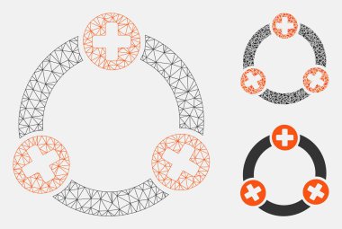 Tıbbi Işbirliği vector mesh ağ modeli ve üçgen mozaik simge