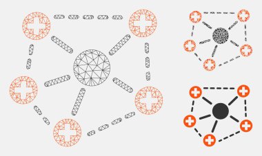 Tıbbi ağ yapısı vector Mesh 2D model ve üçgen mozaik simge