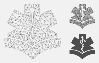 Tıbbi açık kitap vector Mesh 2D model ve üçgen mozaik simge