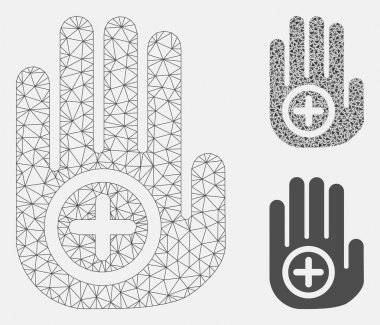 Tıbbi hedef palmiye vektör Mesh karkas model ve üçgen mozaik simge