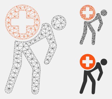 İlaç kurye vektör mesh ağ modeli ve üçgen mozaik simge