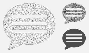 Mesaj bulut vektör Mesh karkas model ve üçgen mozaik simge