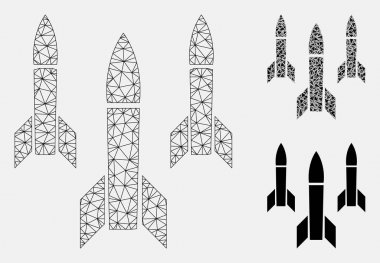 Füzeler vektör Mesh tel çerçeve modeli ve üçgen mozaik simge