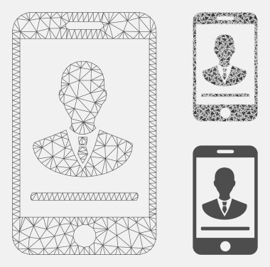 Mobil yönetici Iletişim vektör Mesh karkas model ve üçgen mozaik simge