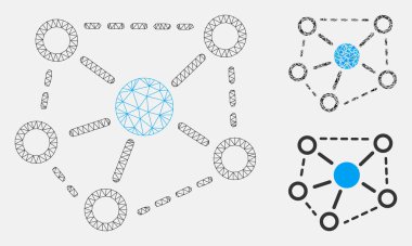 Molekül Linkler vektör Mesh 2D model ve üçgen mozaik simge