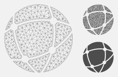 Ağ vektör Mesh tel çerçeve modeli ve üçgen mozaik simge