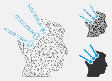 Nöral arayüz konnektörleri vektör mesh ağ modeli ve üçgen mozaik simge
