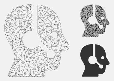 Operatör vektörü Mesh tel çerçeve modeli ve üçgen mozaik simgesi