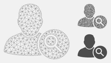 Arama Kullanıcı vektör Mesh tel çerçeve modeli ve üçgen mozaik simge