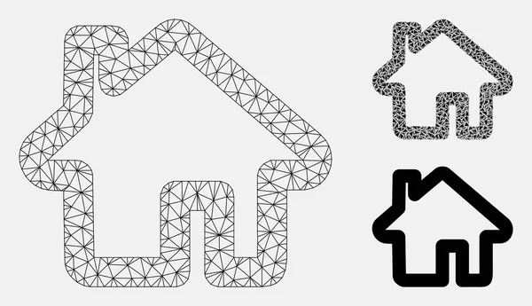 Home vector mesh 2D model en driehoek mozaïek pictogram — Stockvector