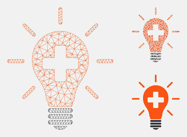 Medical Electric Lamp Vector Mesh Wire Frame Model and Triangle Mosaic Icon