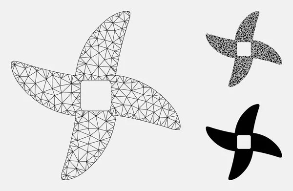 Modelo de canal de malla vectorial de cuchillo de picadora y icono de mosaico de triángulo — Vector de stock