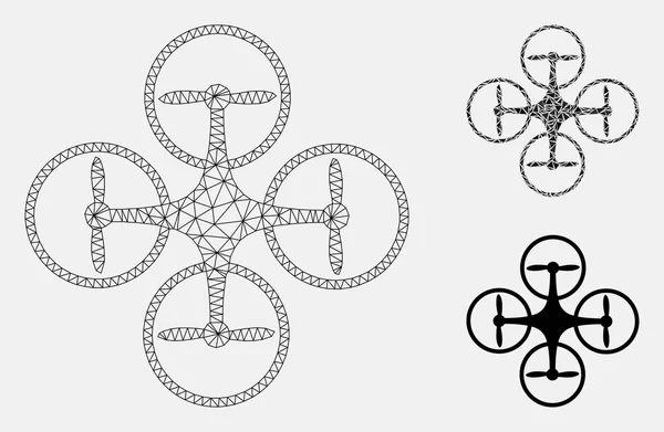 Modello di telaio in rete metallica vettoriale nanocopter e icona a mosaico triangolo — Vettoriale Stock
