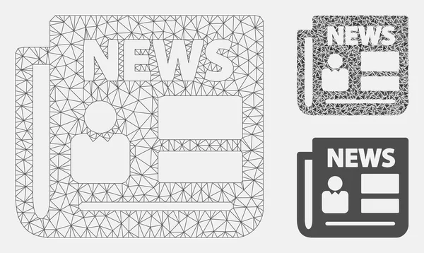 News vector mesh wire frame model und dreieck mosaik symbol — Stockvektor