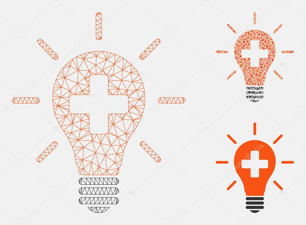 Medical Electric Lamp Vector Mesh Wire Frame Model and Triangle Mosaic Icon