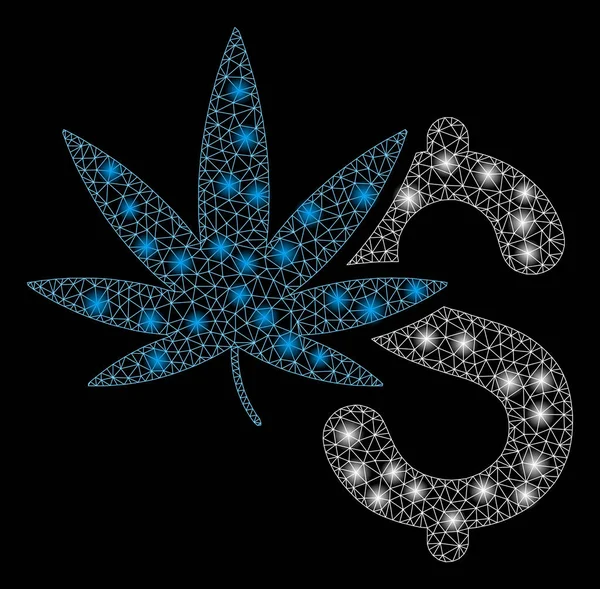Affaires lumineuses de marijuana de maille 2D avec des taches de torche — Image vectorielle