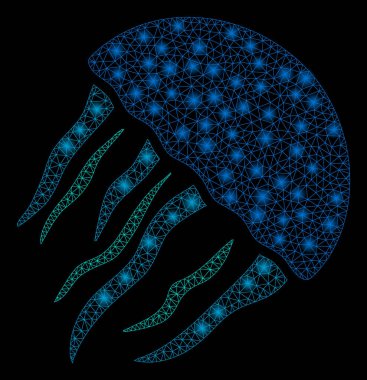 Parlama Spotlar ile parlayan Mesh 2D denizanası