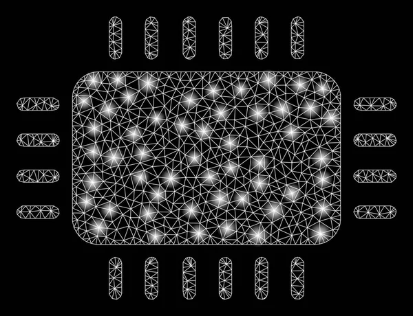 Micropuce de cadre de fil de maille brillante avec des taches de lumière — Image vectorielle