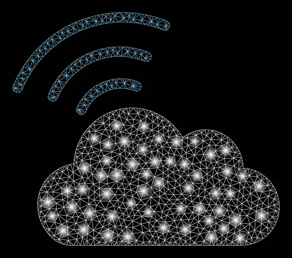 Red de malla brillante Nube Wi-Fi con puntos de inflamación — Archivo Imágenes Vectoriales
