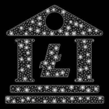 Flare Spotlar ile parlayan Mesh 2D Litecoin Bankası Binası