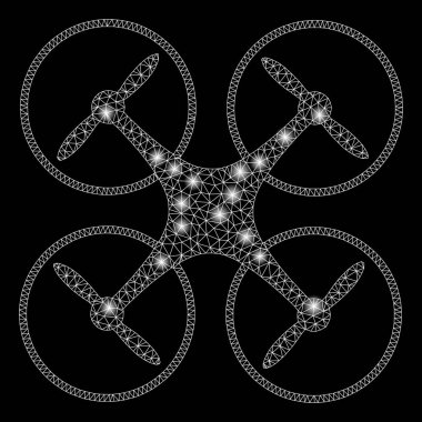 Işık Spotlar ile parlak Mesh tel çerçeve quadcopter