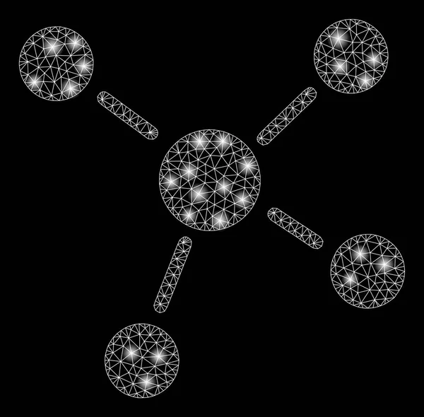 Réseau Flare Mesh Liens avec Flare Spots — Image vectorielle