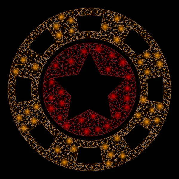 Тушка сітка каркас зірка казино чіп з Відблискою плями — стоковий вектор