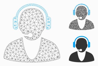 Operatör vektör Mesh karkas modeli ve üçgen mozaik simgesi