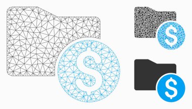 Para klasör vektör Mesh karkas model ve üçgen mozaik simge