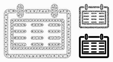 Gün Notebook Vektör Örgü 2d Model ve Üçgen Mozaik Simgesi