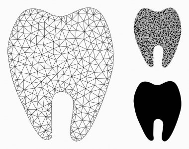 Diş Vektör Örgü 2d Model ve Üçgen Mozaik Simgesi