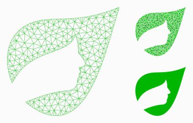 Doğal bitkisel kozmetik vektör Mesh karkas model ve üçgen mozaik simge