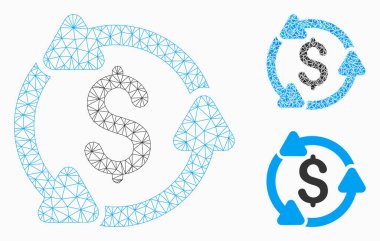 Para sirkülasyon vektör Mesh tel çerçeve model ve üçgen mozaik simge