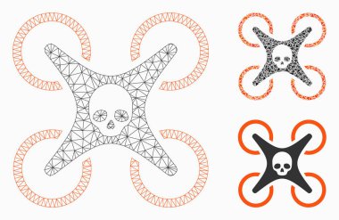 Mortal drone vector Mesh tel çerçeve modeli ve üçgen mozaik simge