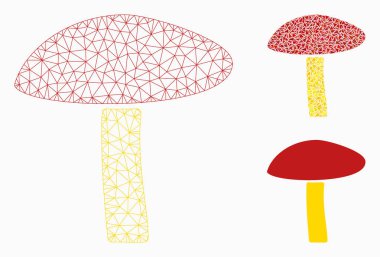 Doğal mantar vektör Mesh tel çerçeve model ve üçgen mozaik simge