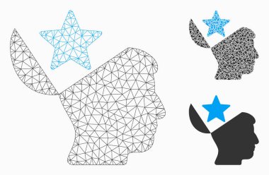 Açık kafa yıldız vektör Mesh tel çerçeve modeli ve üçgen mozaik simge