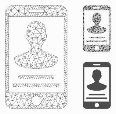 Mobil kişi detayları vektör Mesh karkas model ve üçgen mozaik simge