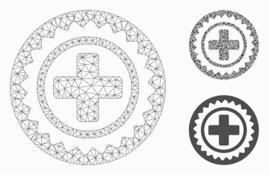 Tıbbi çapraz pul vektör Mesh 2D model ve üçgen mozaik simge