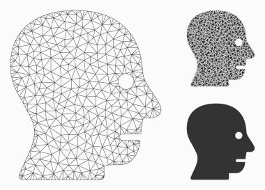 Hasta kafa vektör mesh ağ modeli ve üçgen mozaik simge