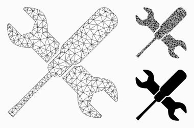 Araçlar vektör mesh ağ modeli ve üçgen mozaik simge