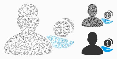 Panhandler vector Mesh karkas modeli ve üçgen mozaik simgesi