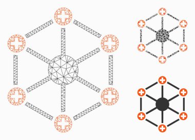 Tıbbi ağ vektör Mesh tel çerçeve model ve üçgen mozaik simge