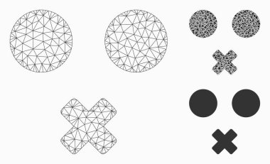Sessiz smiley vektör Mesh karkas model ve üçgen mozaik simge